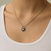 Heart Lock Evil Eye Necklace 4.5 Grams, Silver