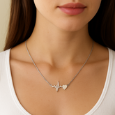 Heartbeat Love Pendant Necklace 2.77 Grams, Silver