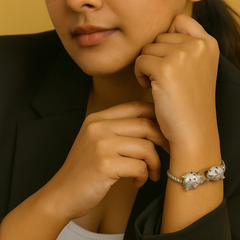 Twin Panther Bracelet 14.5 Grams, Silver