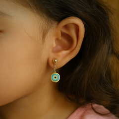 Evil Eye Drop Earrings 1.31 Grams, 18KT Gold