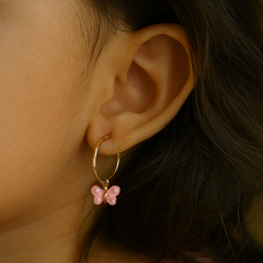 Butterfly Loops Earrings 1.9 Grams, 18KT Gold