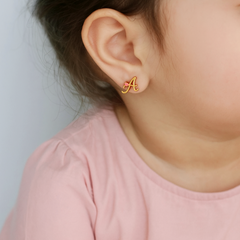 Royal Initial Studs 2.3 Grams, 18KT Gold