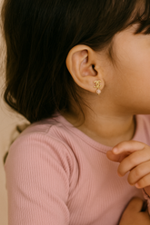 Royal Pearl Hoops Earrings 2.6 Grams, 18KT Gold