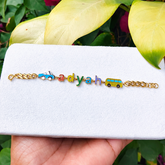 Little Adventure Bracelet , Personalized Colourful Kids Name Bracelet in Gold Finish in 18kt 4.70grams