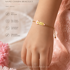 Twinkle Name Charm Bracelet, 3.1 grams, 18kt gold