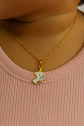 Unicorn with pearl chain 4.5 Grams, 18KT Gold