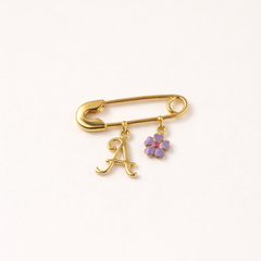 Personalized Initial Charm Safety Pin 2.05 Grams, 18KT Gold