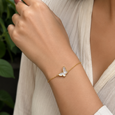 Gold Butterfly Bracelet with Mother of Pearl 2.2 grams 18kt gold