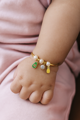 Tropical Pearl Charm Bangle 3.69 Grams, 18KT Gold