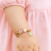 Pearl & Pastels Bow Bangle 3.07 Grams, 18KT Gold