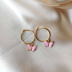Butterfly Loops Earrings 1.9 Grams, 18KT Gold