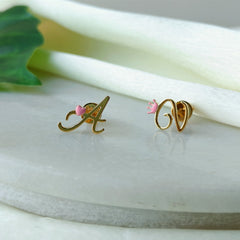 Royal Initial Studs 2.3 Grams, 18KT Gold