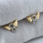 Angel Wings & Diamond Studs 2.5 Grams, 18KT Gold