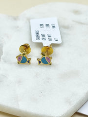 Tiny Fish Friends Earrings 1.79 Grams, 18KT Gold