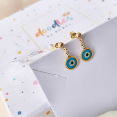 Evil Eye Drop Earrings 1.31 Grams, 18KT Gold