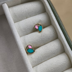 Dual-Color Bird Earrings 1.8 Grams, 18KT Gold