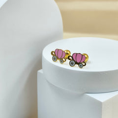 Carriage Baby Earrings 1.1 Grams, 18KT Gold
