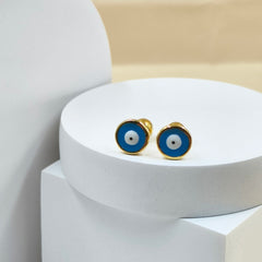 Evil Eye Earrings 1.1 Grams, 18KT Gold