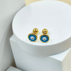 Evil Eye Earrings 1.1 Grams, 18KT Gold