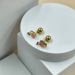 Pink Snail Earrings 1.25 Grams, 18KT Gold