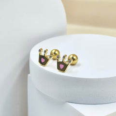 Crown Baby Earrings 1.45 Grams, 18KT Gold
