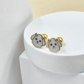 Puppy Face Studs 1.47 Grams, 18KT Gold