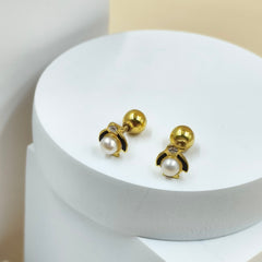 Penguin Pearl Studs 1.08 Grams, 18KT Gold