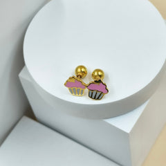 Cupcake Earrings 1.7 Grams, 18KT Gold