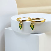 Peacock Leaf Loops Earrings 1.6 Grams, 18KT Gold