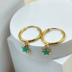 Star Loops Earrings 1.7 Grams, 18KT Gold