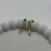 Linear Link Studs Earrings 1.14 Grams, 18KT Gold