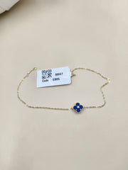Royal Blue Clover Bracelet 0.400 Grams, 18KT Gold