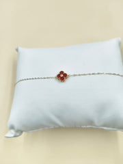 Crimson Charm Clover Bracelet 0.42 Grams, 18KT Gold