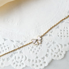 Pink Bow Bracelet 1.64 Grams, 14KT Gold