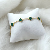 Emerald Clover Charm Bracelet 3 Grams, 18KT Gold