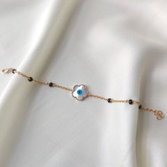 Evil Eye Flower Protection Bracelet 2.8 Grams, 18KT Gold
