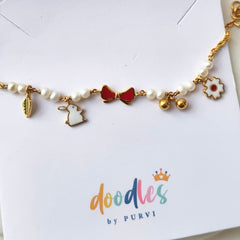 Bunny Tale & Pearl Bracelet 2.27 Grams, 18KT Gold