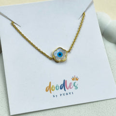 Evil Eye Flower Bracelet 1.57 Grams, 18KT Gold