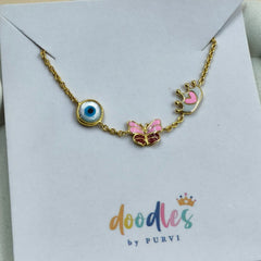 Evil Eye Butterfly Crown Bracelet 1.93 Grams, 18KT Gold