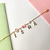 Personalised Charm Name Bracelet 3.8 Grams, 18KT Gold
