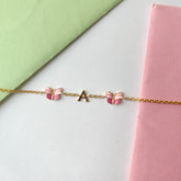 Personalized Butterfly Initial Bracelet 2.8 Grams, 18KT Gold