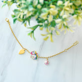 Rainbow Unicorn Charm Bracelet 3.5 Grams, 18KT Gold