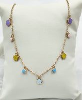 Flower Heart Charm Chain 3.11 Grams, 18KT Gold