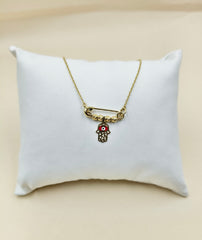 Hamsa Hand Lapel Pin Chain 3.77 grams, 18KT Gold
