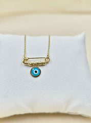 Golden Evil Eye Charm Necklace 4.15 Grams, 18KT Gold