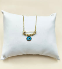 Golden Evil Eye Charm Necklace 4.15 Grams, 18KT Gold