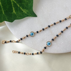 Evil Eye Black And Gold Beads 3.84 Grams a Pair, 18KT Gold