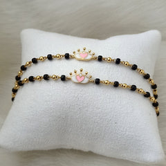 Crown Nazariya Gold Beads 4.4 Grams Pair, 18KT Gold