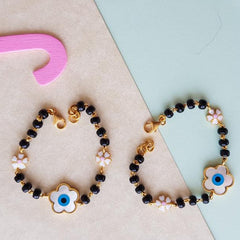 Evil Eye Flower Nazariya 5.5 Grams A Pair, 18KT Gold