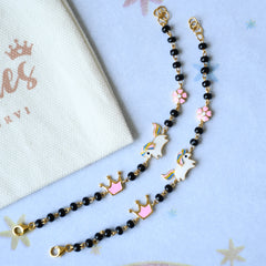 Crown Unicorn And Flower Nazariya 5 Grams A Pair, 18KT Gold